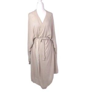 Listicle Cream Kimono Sleeve Wrap Tie Duster Large
